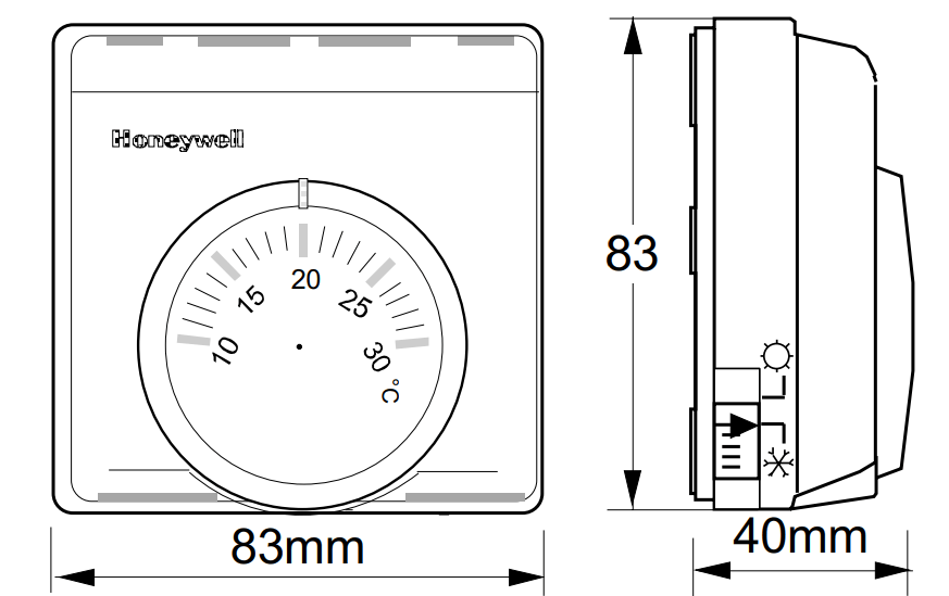 Dimensioni di Honeywell T6360A1012